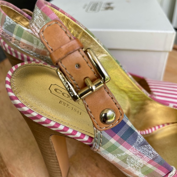 *GUC*COACH Berli Poppy Patchwork/Pink Multi Platform Slingbacks - sz 9 M, #A3279 - Picture 10 of 13